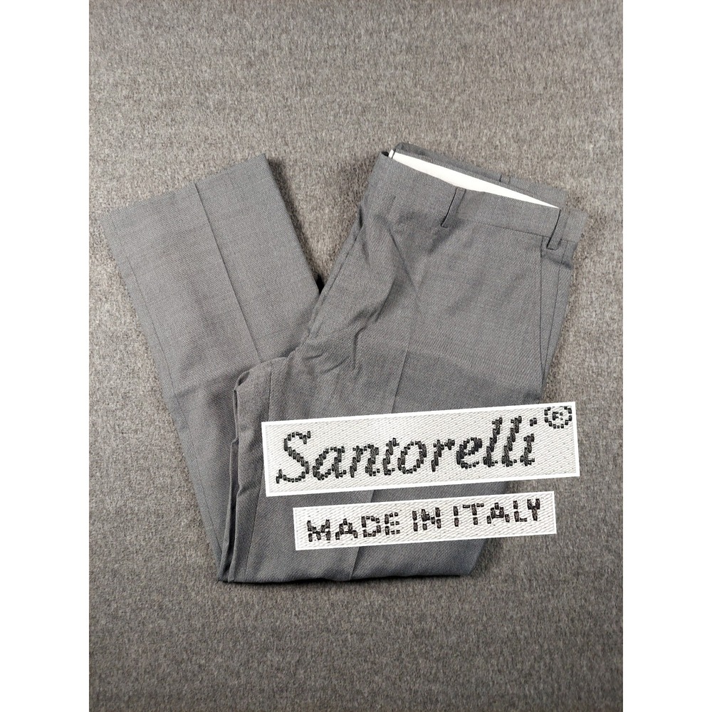 Santorelli Romeo Pants Mens 40 Grey Plaid Virgin Wool Made In Italy Dress S1017